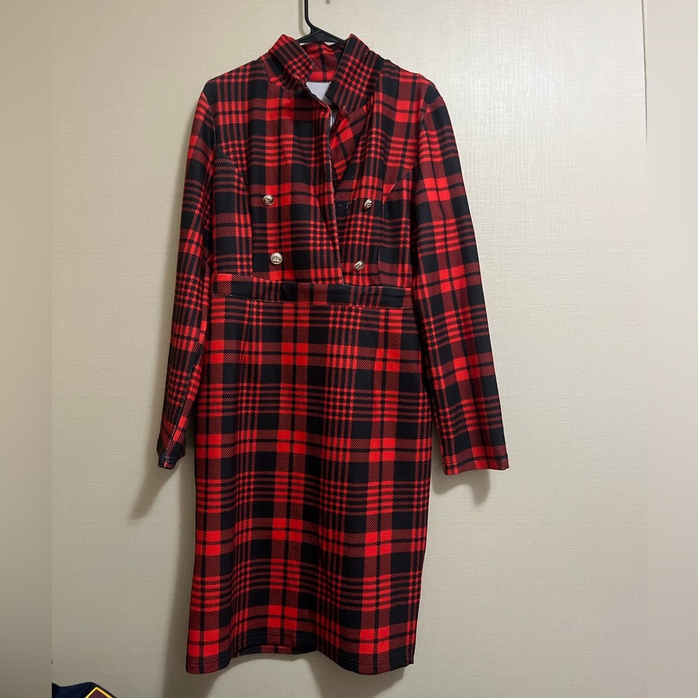 Red and black plaid dress